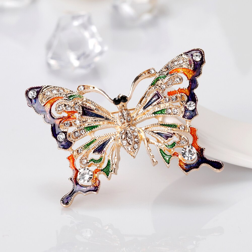 Crystal Butterfly Brooch For Women Brooch Collar Pins Corsage Rhinestone Insect Animal Brooch Badges Jewelry Accessories