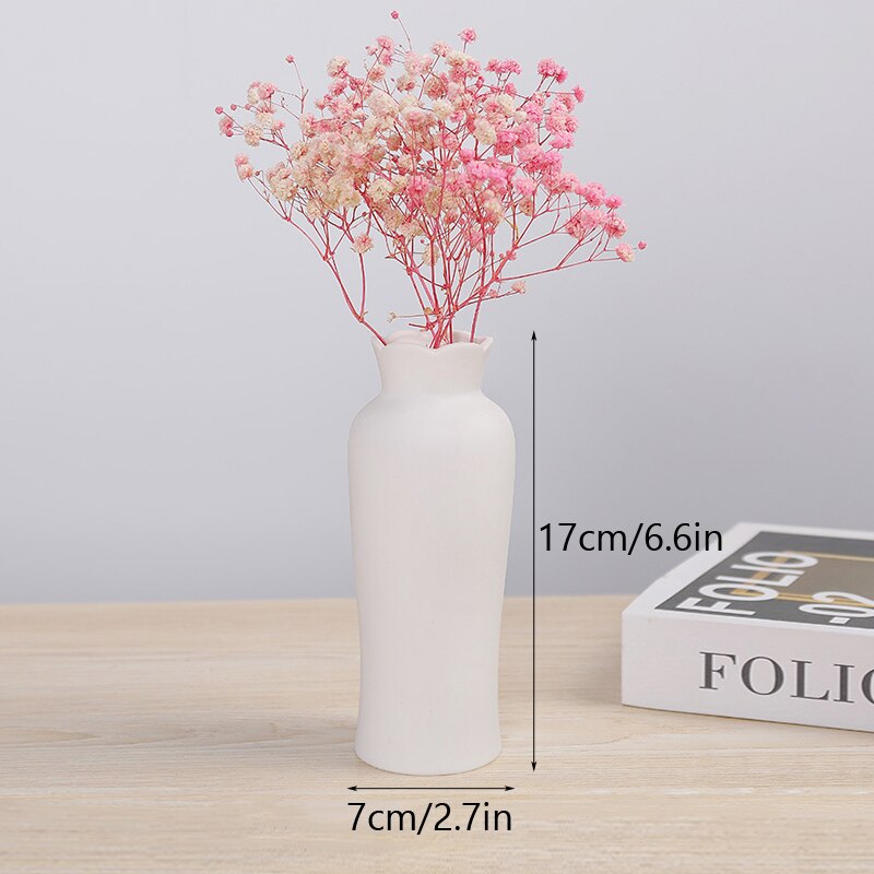 Vilead Keramik Weiß Vase nordisch Minimalismus Stil Kleine Elegante Vasen für Tisch Wohnzimmer Büro Balkon Ornamente für Hause: E