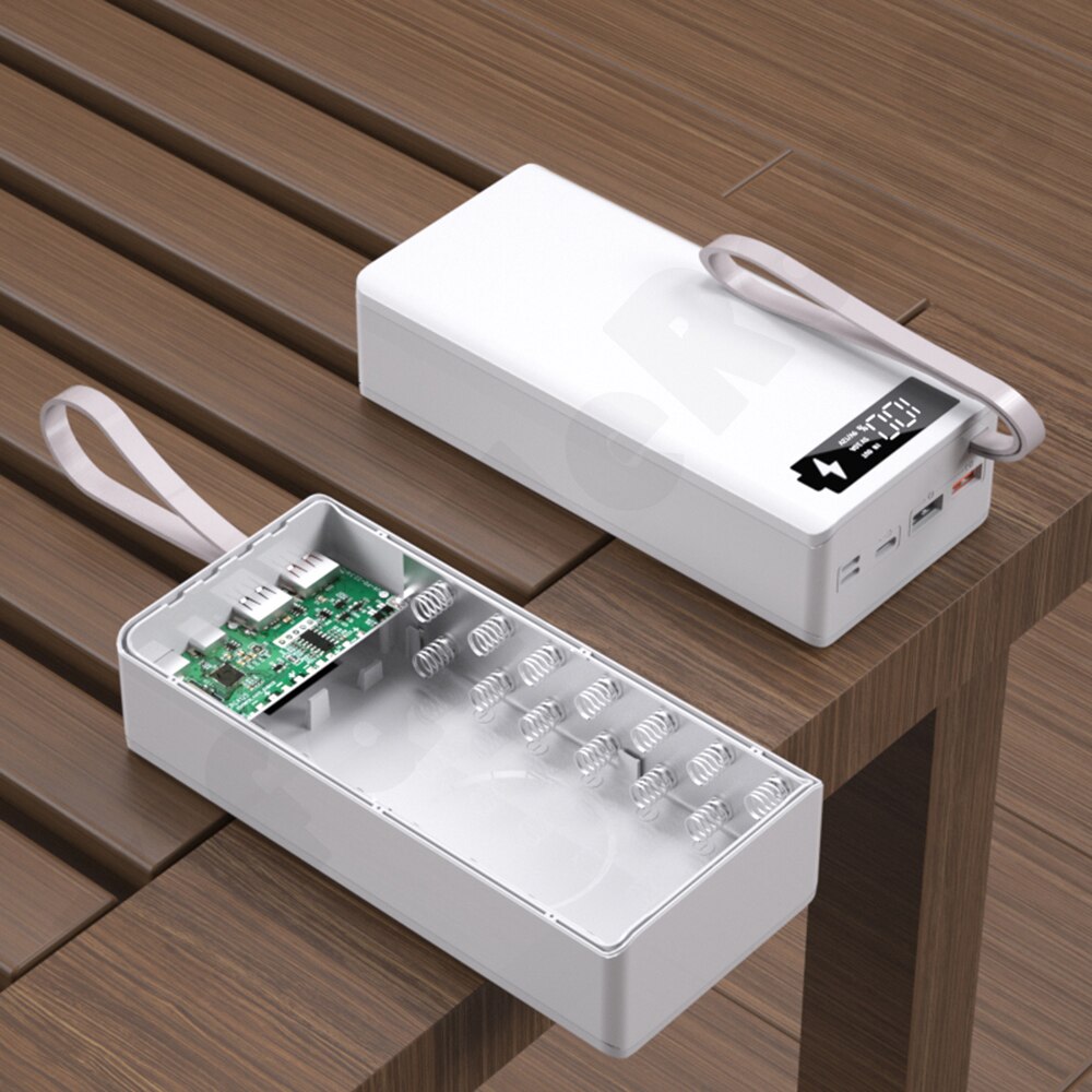 DIY Powerbank Case - 14x18650 Batterij - Afneembaar LCD - USB & Draadloos Laden