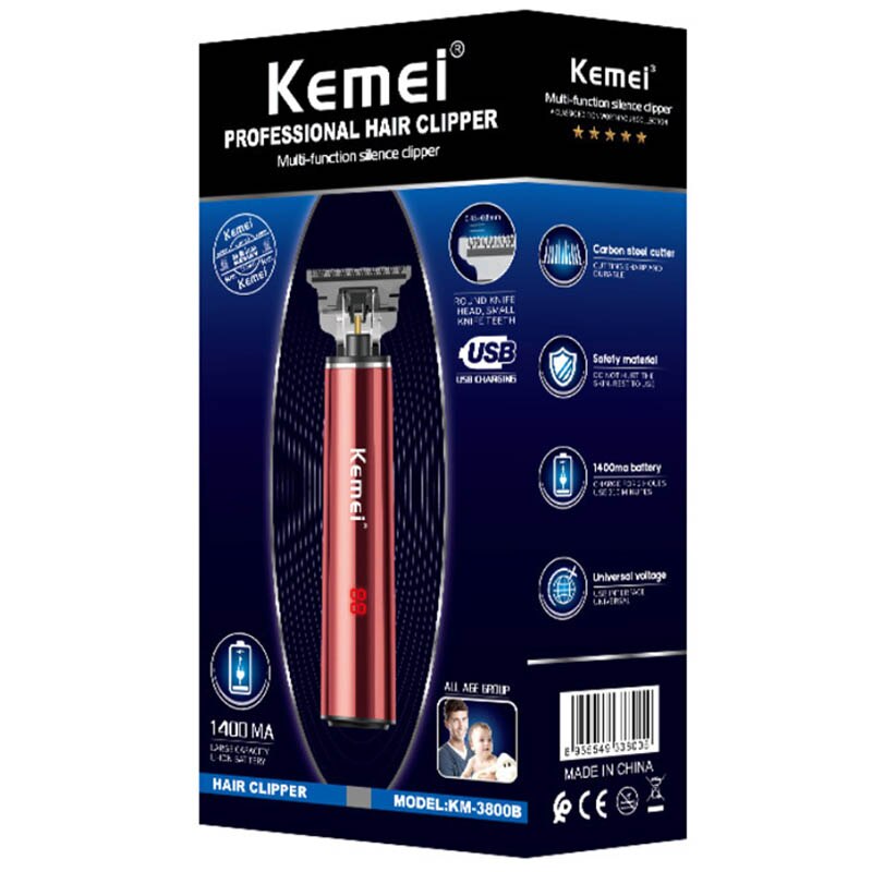 Original LCD display powerful kemei hair trimmer men electric beard trimmer rechargeable hair clipper for finishing outlining
