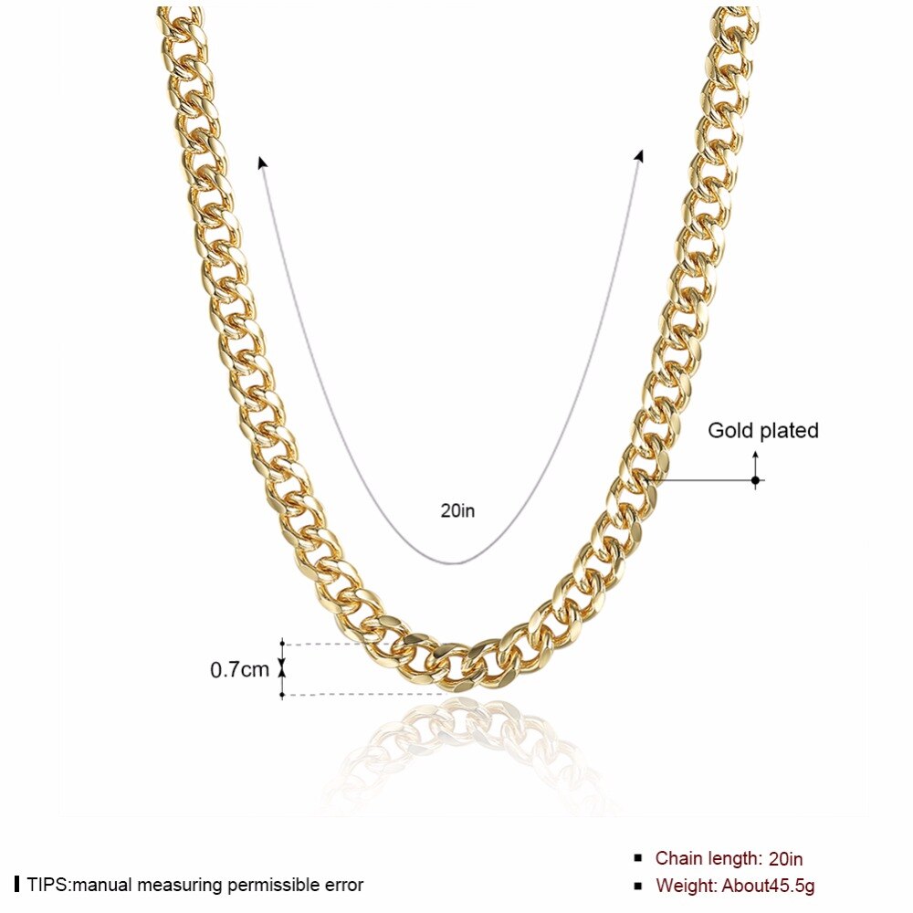 7 Mm Mannen Vrouwen 585 Goud Kleur Ketting Curb Cubaanse Kettingen 20 Inchs 50 Cm Mannelijke Sieraden Collares Choker Kolye colar De Ouro