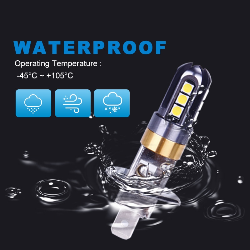 3030 Smd H1 Auto Front Led Lamp H3 Koplamp Auto Turbo 6000K Wit 3000LM Rijden Dag Running Lamp 12V Auto Accessoires 2X Xq