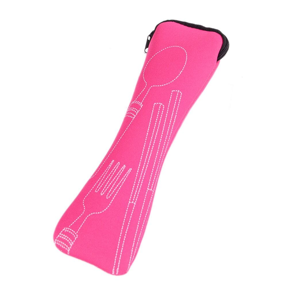 1PC Tableware Bag Washable With Zipper Travel Cutlery Kit Case Portable Pouch For Dinner Travel Camping Tableware Household Tool: Pink