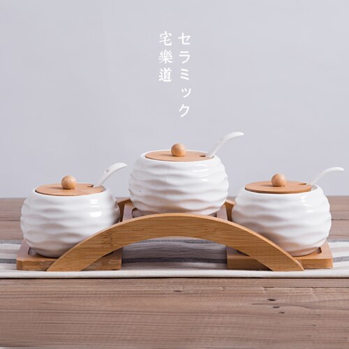 Kitchen supplies ceramic oil pot seasoning pot set seasoning box salt sugar bowl pepper sauce vinegar jars WJ022428
