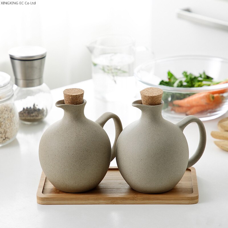Style japonais assaisonnement boîte ménage sucre céramique bol assaisonnement pot avec couvercle sel pot huile d'olive bouteille cuisine fournitures