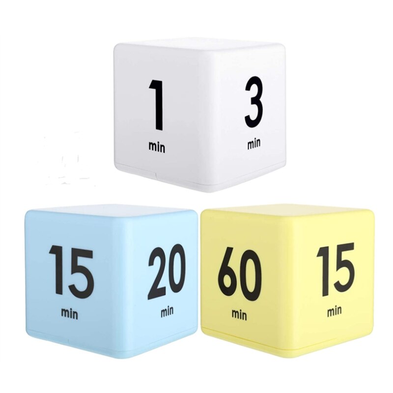 3 Pieces Cube Timer,Gravity Sensor,Flip Timer,Child Timer,Exercise Timer,Study Timer and Game Timer,for Time Management