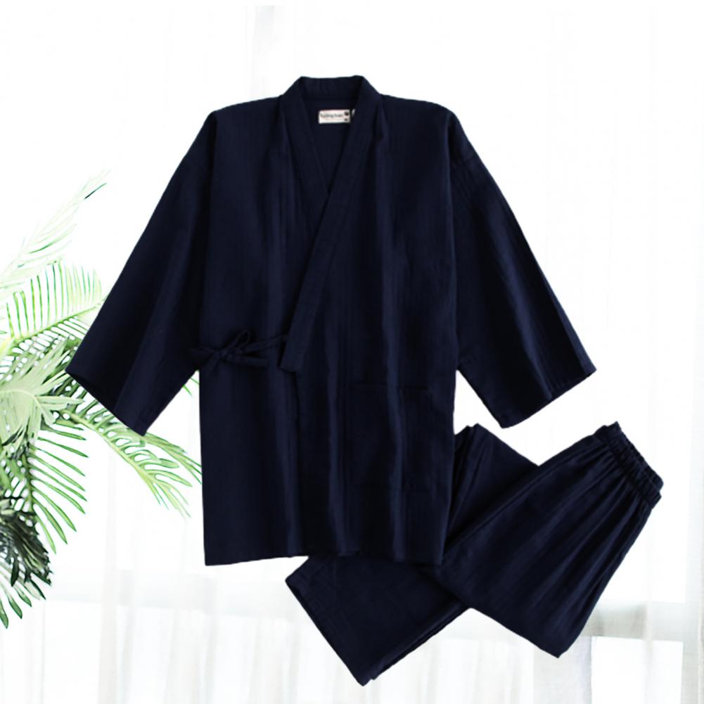 Men Pajamas Kimono Pajamas Double Gauze High Elasticity Men Exquisite Kimono lightweight comfortable Sleepwear Summer