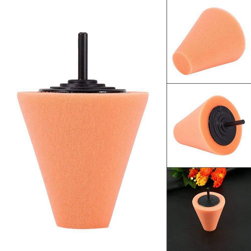 3Pcs 1/4 inch /6mm Shank Sponge Cone Metal Polishing Foam Pad Wool Buffing Polishing Ball for Automotive Car Wheels Care,For Met