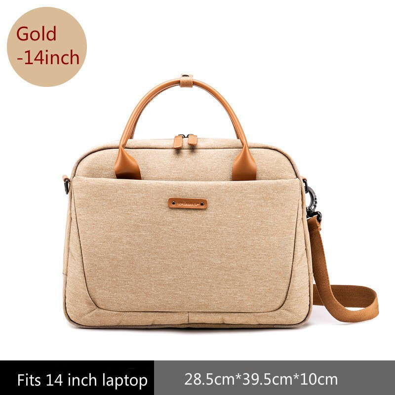 Briefcases Women Handbags Work Office Laptop Bags For Men Business Shoulder Messenger Bag Travel Bags Briefcase: Gold 14inch