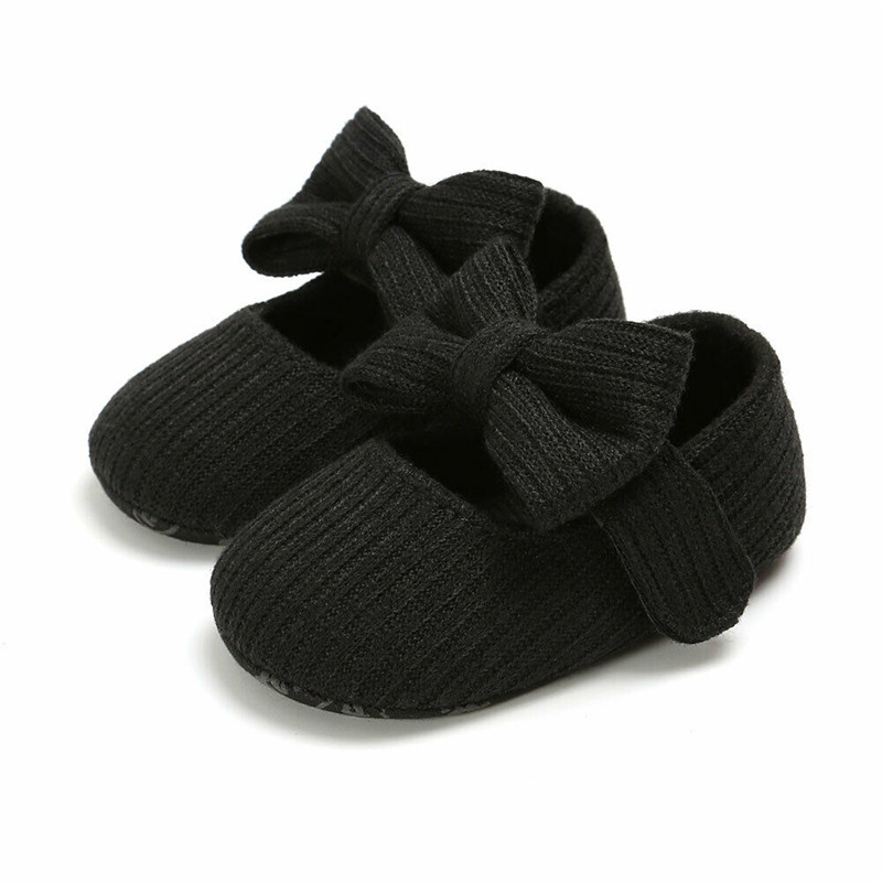 Emmababy schattige babyslofjes peuter baby jongen meisje gebreide wieg casual schoenen schattige strik antislip prewalker babyslofjes: Zwart / 11