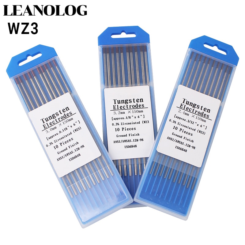 Varilla Tig de electrodo de tungsteno WZ3, 1,0/1,6/2,0/2,4/3,0/3,2/4,0 MM x 150mm(6 "), cabeza marrón, varilla de soldadura de electrodo de tungsteno de 0.3% circonio