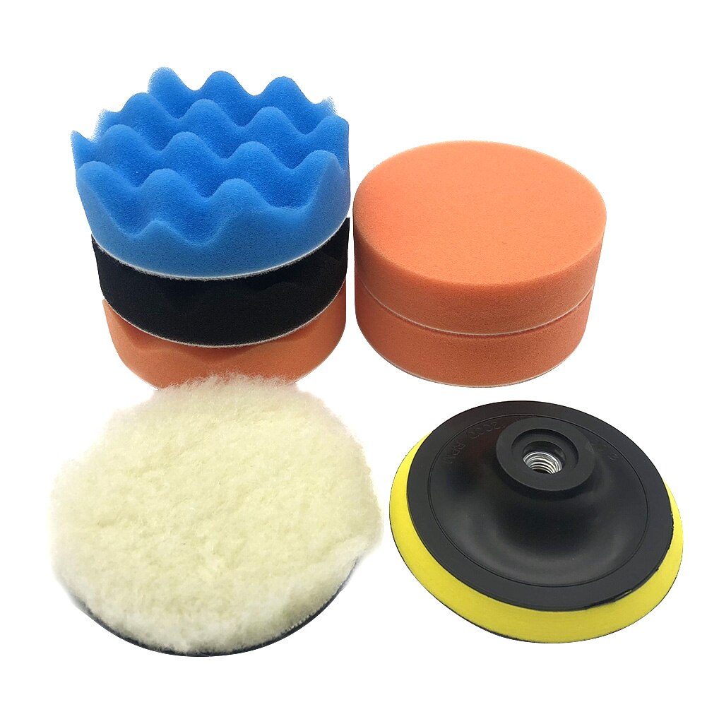 7pcs 4 inch Auto Car Polishing Buffing Pads Removes Scratches with M14 Drill Adapter for Car Polisher Power Tool Accessories