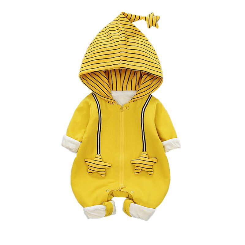 Baby Boy Kleding Baby Meisje Winter Verdikte Warm Romper Jumpsuit Baby Romper Cartoon Leuke Hooded Romper Baby Romper Pak: yellow / 12m