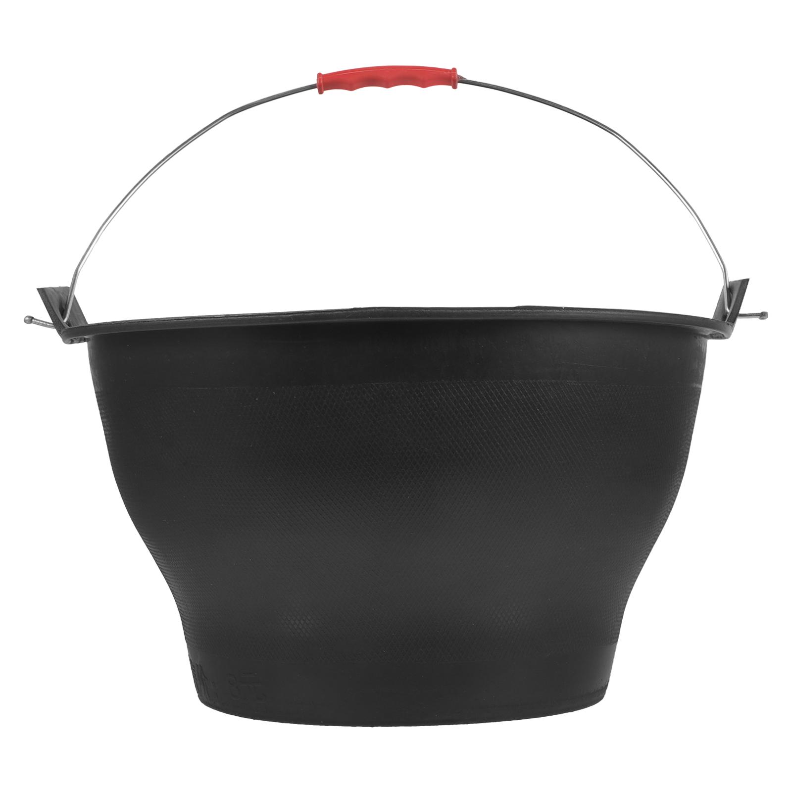 Bygggrå 30 x 17 x 17.5cm kraftig gummihink för cementblandning, förvaring, bärbar handtag, svart plasthink