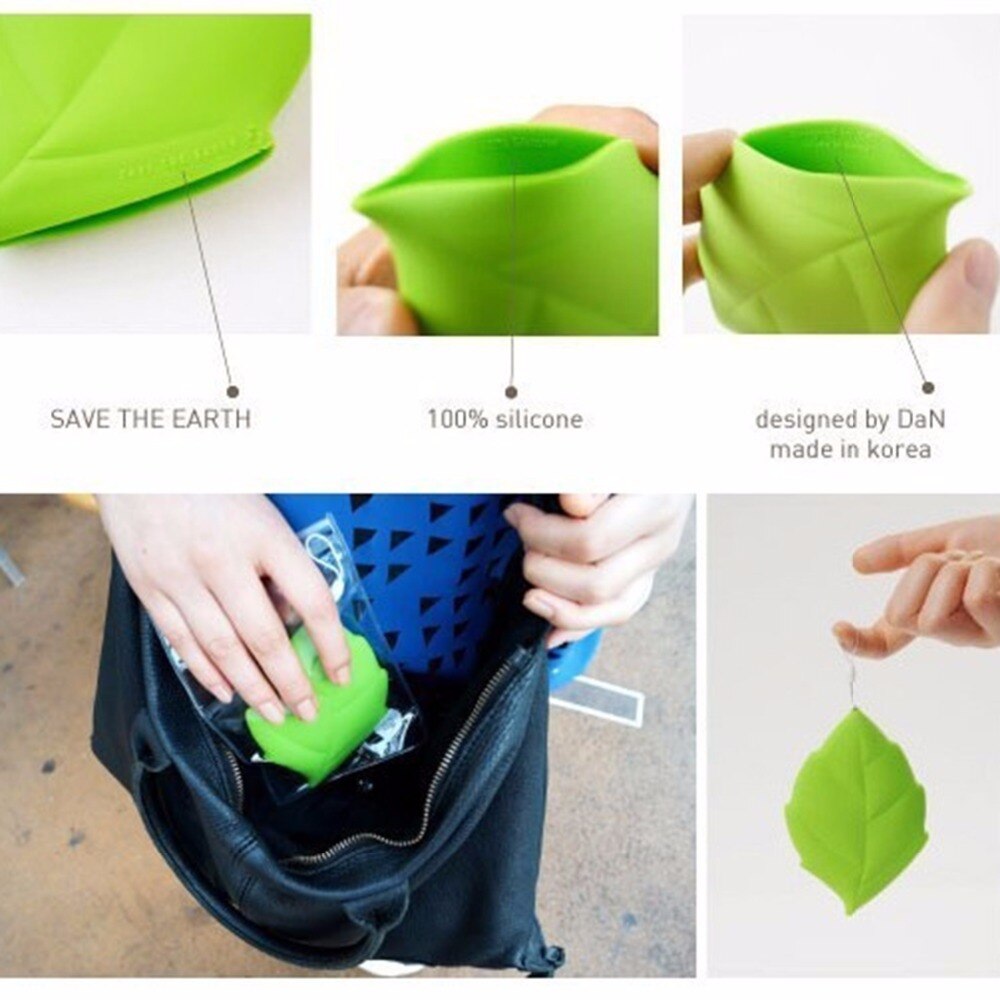 2 Stks/set Draagbare Reizen Outdoor Blad Vormige Water Flessen Bekerhouder Drinken Bag Silicone Drinken Borstelen Wassen Tool