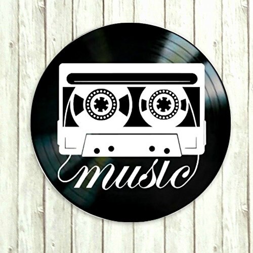 Music Cassette Tape on Vinyl Record Wall Art