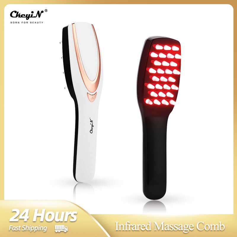 CkeyiN Phototherapy LED Light Hair Growth Comb Vibrating Head Massager Brush Rechargeable Scalp Anti Hair Loss Relieve Fatigue