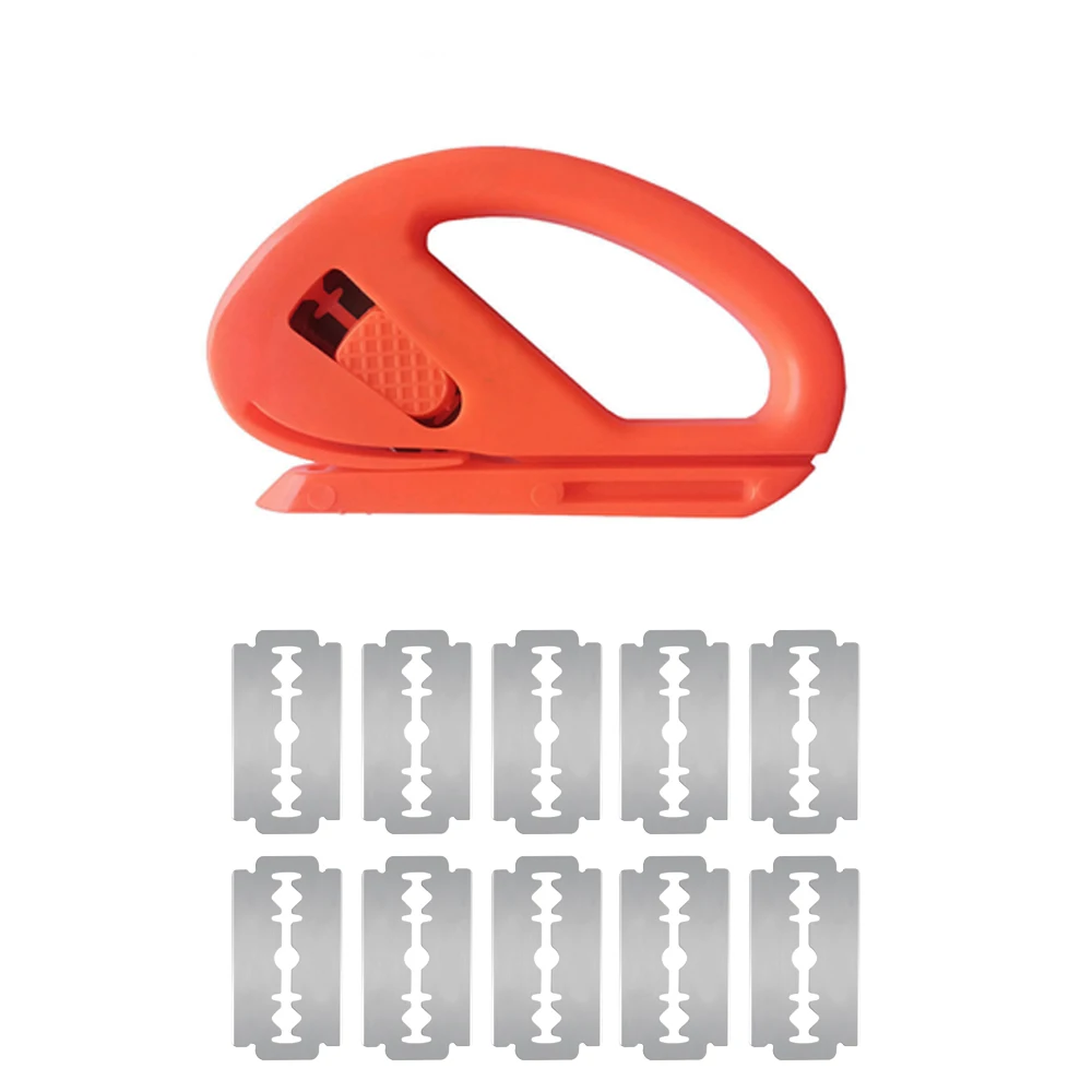 Vinyl Covering Film Snitty Safety Cutter with Blades Carbon Fiber Wrap Decal Sticker Paper Slitter Window Tint Cutting Tool E11: WHITE