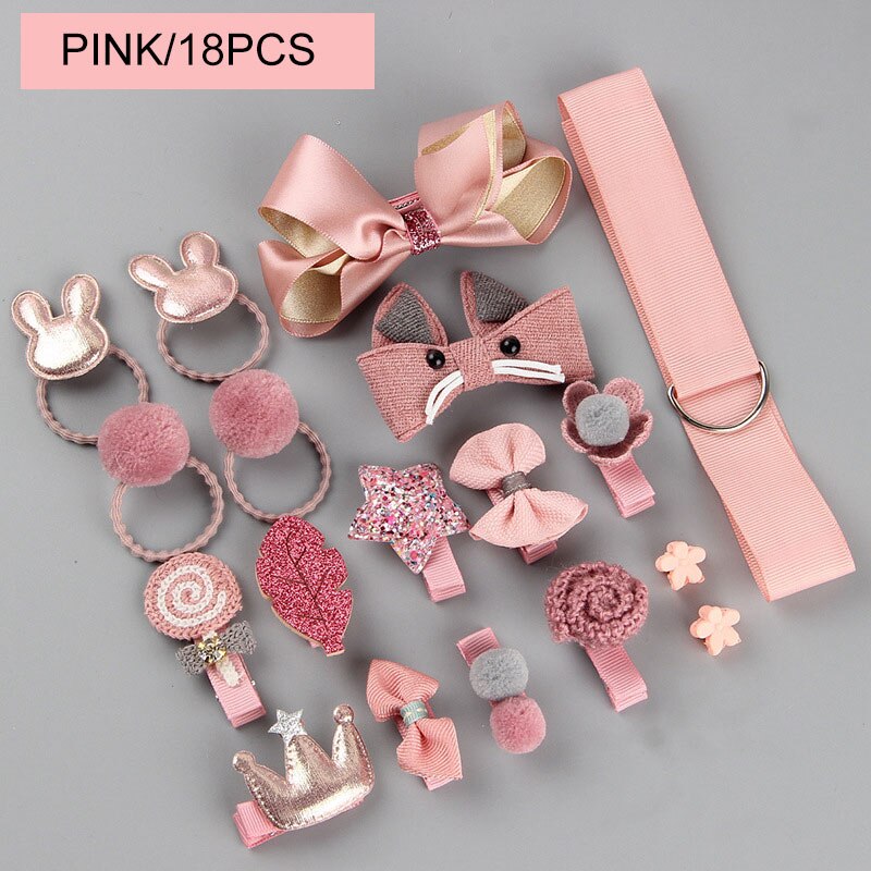 18 Stks/set Meisjes Hoofddeksels Set Speelgoed Meisje Prinses Hairdress Schoonheid Haar Clip Haarsp Pretend Play Speelgoed Kinderen Beauty Accessoires