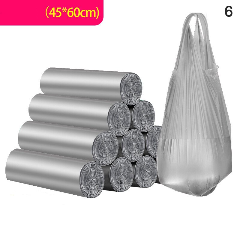 100Pcs/5 Rolls Vest Type Garbage Bag Household Cleaning Accessories Portable Point-Break Disposable Thick Garbage Bag 45x50cm: A6
