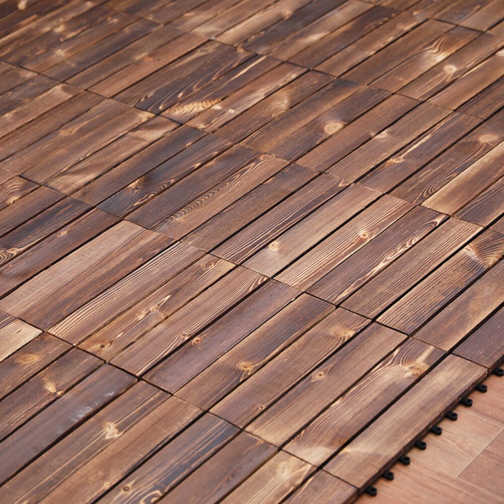 Wood Patio Paver Interlocking Flooring Tile Interlocking Deck Tile for Outdoor and Floors