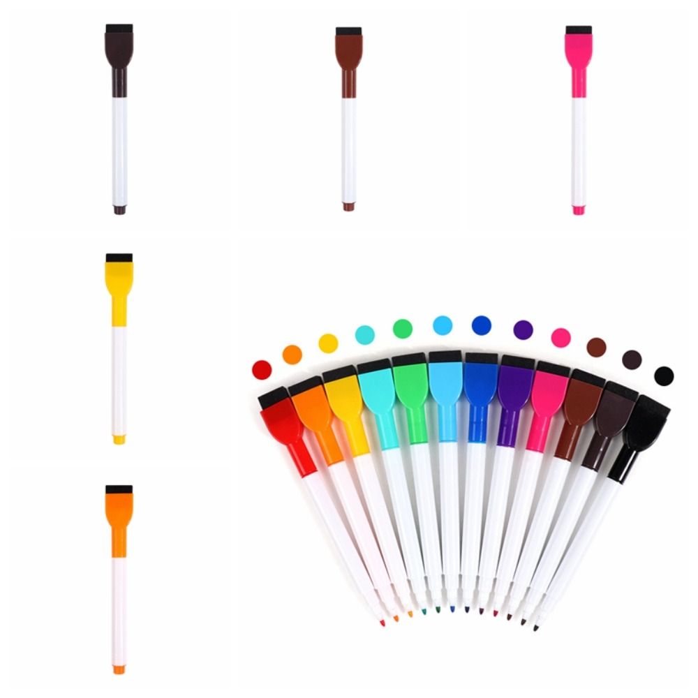 Portable Colorful Whiteboard Marker Magneticless Waterborne Brush Water Color Pens Erasable Multifunction Marker Pen Fridge