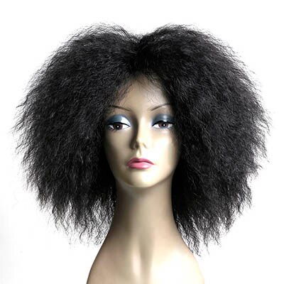 WTB Natural Short Afro Kinky Curly Synthetic Wig for Women High Temperature Fiber Wigs: #1B