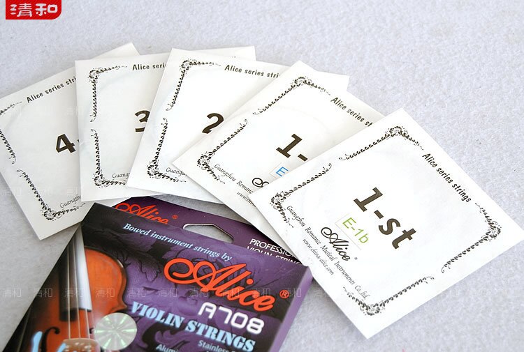 5pcs Full Set Alice A708 Plated High-Carbon Steel Nylon Core Aluminum Alloy Wound Silver Wound Gold Ball-End Violin Strings