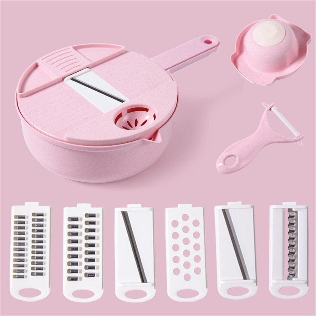 1 Set Multifunctionele Groentesnijder Aardappel Handleiding Shredder Slicer Home Kitchen Wortel Rasp Rasp: Roze