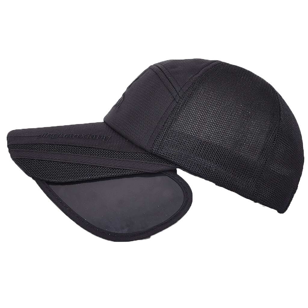 Runner Cap Breathable Quick Drying Sun Mesh Hat for Fishing Hiking Travel: Black