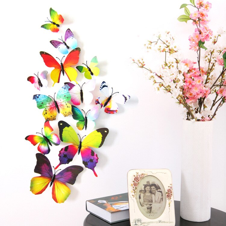 12PCS/Lot Garden Butterfly Decorative Stakes Wind Spinners Garden Decorations Simulation Butterfly Stakes Yard Plant Lawn