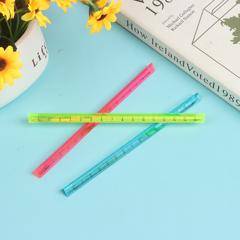 1PC Transparent Triangle Ruler Stationery School Supplies Red/Blue/Green Color Option Engineering Scale Ruler Инженерная Линейка