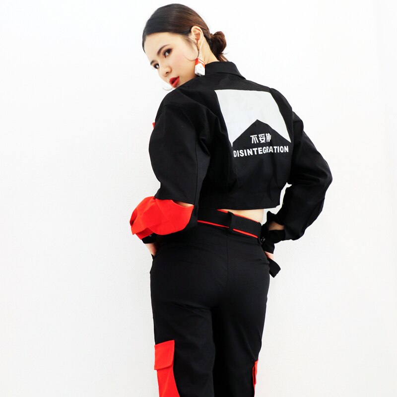 Hip Hop Costumes Female Jazz Team Performance Clothing Adults Street Dancing Stage Wear Loose Overalls Suit Rave Outfits DN4647