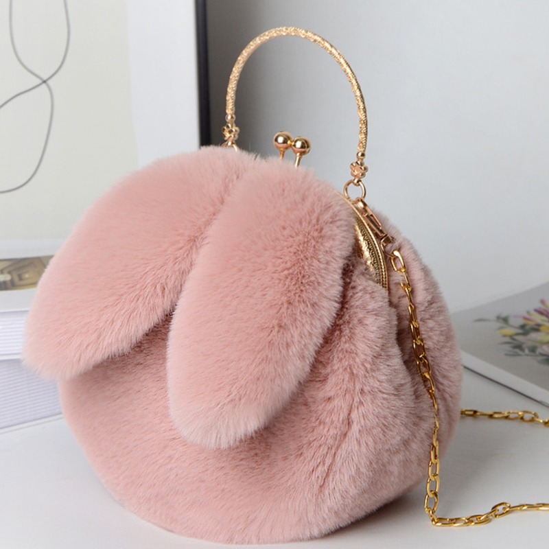 Cute Plush Rabbit Crossbody Bags for Women Korean Version Cute Purses and Handbags Girls Rabbit Ear Shoulder Messenger Bag: Yellow