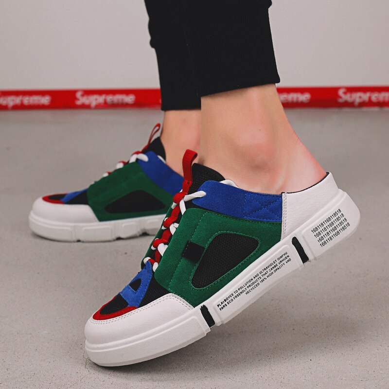 Heren casual schoenen schoenen schokbestendig vetersluiting ademend heren sneakers hoogte verhogen ademend casual mesh half drag