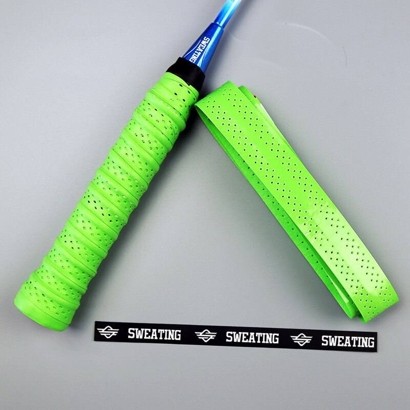 Raquette de Badminton Grip bande raquette à tricoter canne à pêche poignée perforée anti-dérapant absorbant la sueur: Knitting Grip Tape  Green 】