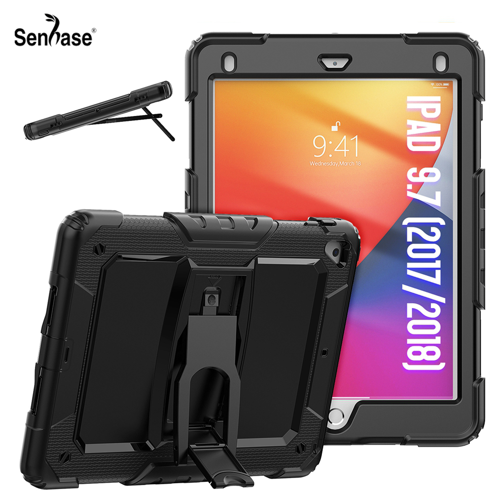 For Apple iPad 9.7 Air 2 Pro 9.7 A1566 A1822 A1893 Case Kids Safe Silicon PC Hybrid Shockproof Stand Tablet Cover