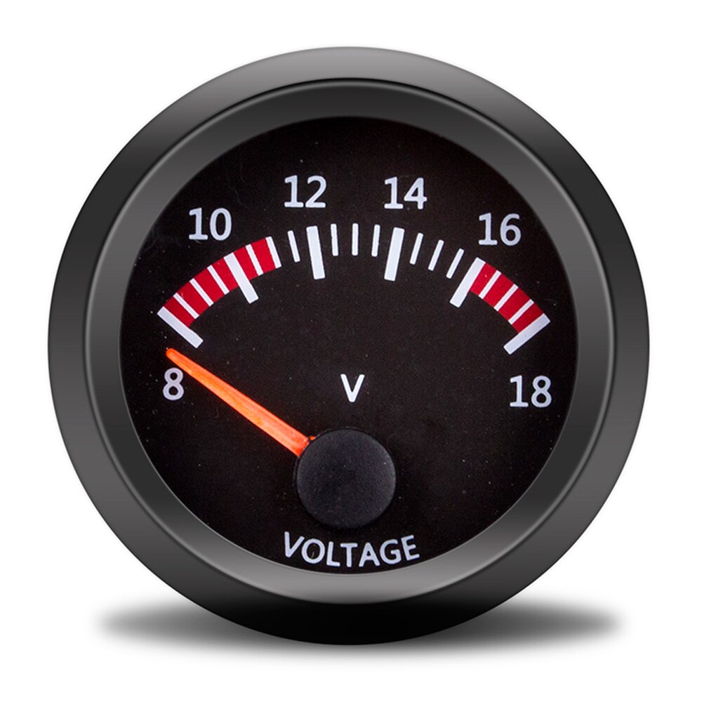Voltmètre pour jauge de voiture, 2 &quot;, 52mm, Instrument Auto, 8 ~ 18V, lunette noire + tasse de jauge: volt meter