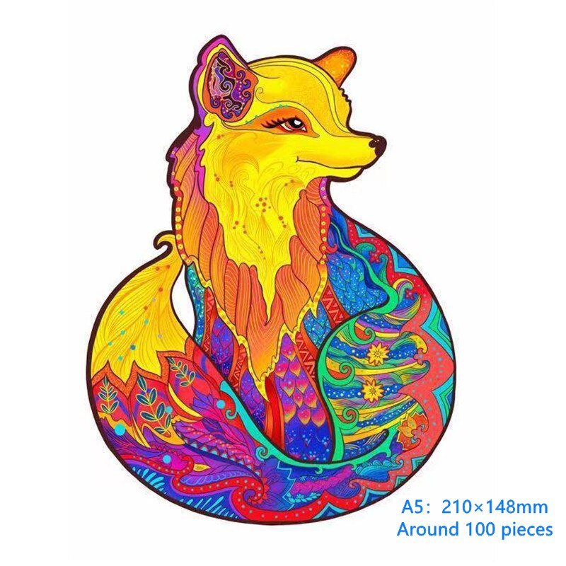 Unique Shape Wooden Animal Puzzles for Adults DIY Mysterious Owl Puzzle Animal Shaped Puzzles for Kids Jigsaw Puzzle: A5 Alluring Fox