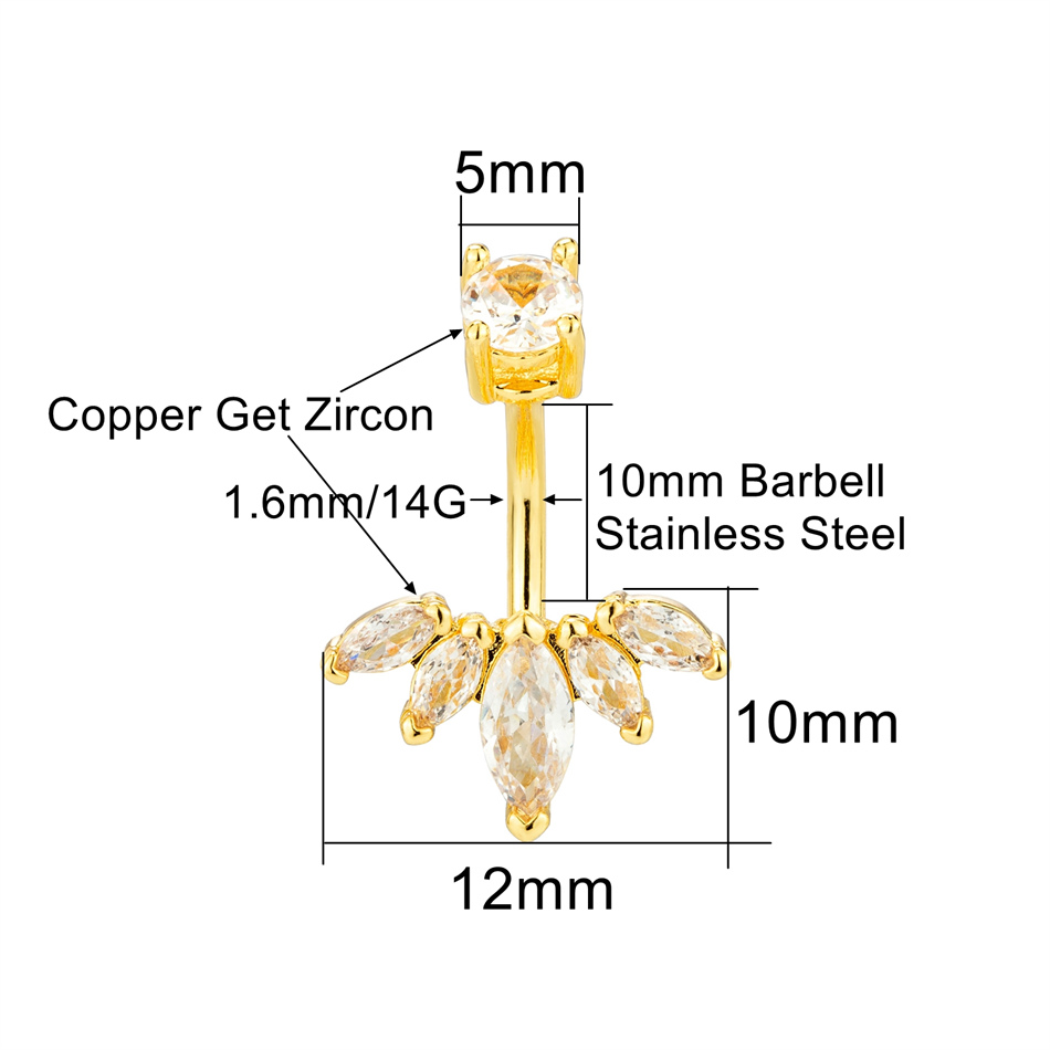 Zirkoon Dangle Navel Ringen 14G Chirurgisch Staal Piercing Gebogen Barbell Reverse Navel Bar Vrouwen Sexy Accessoire Lichaam Sieraden