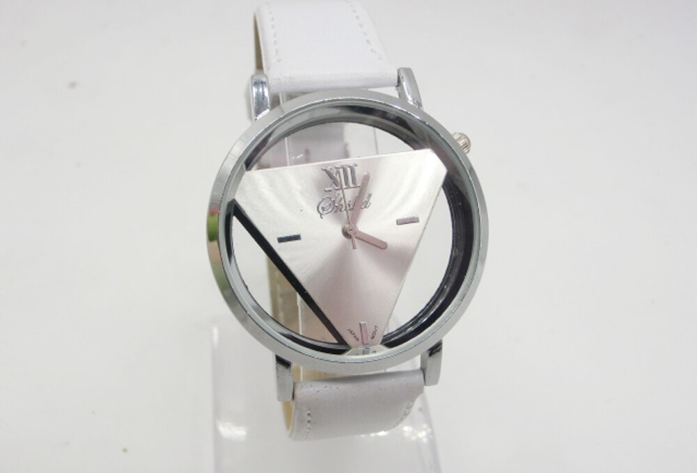 Par armbåndsur læderrem ure trekant hul ud dame kvinder mænd quartz ur kjole ur tt@ 88