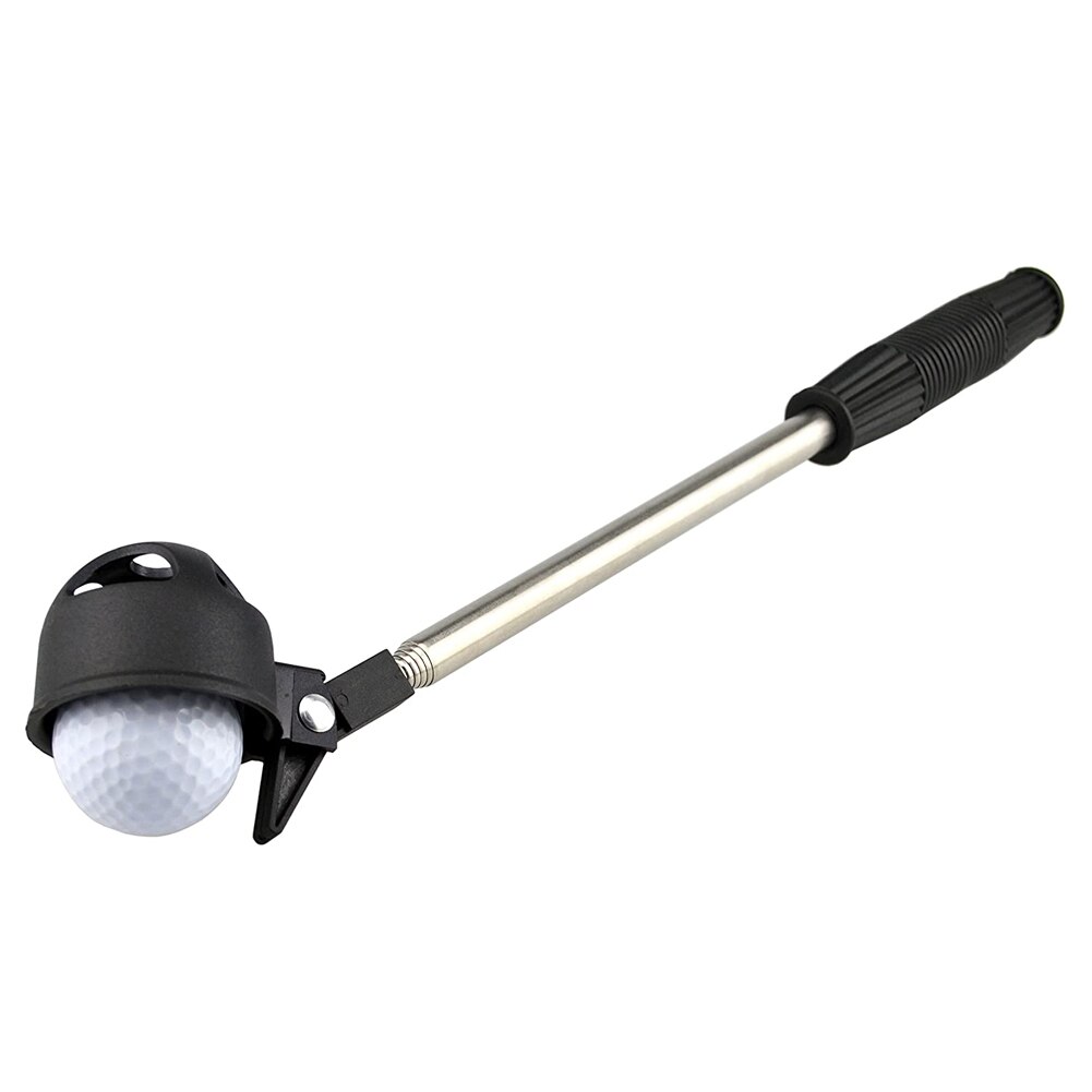 Golf Ball Picker Black Stainless Steel Automatic Locking Scoop Telescopic Extendable Retriever