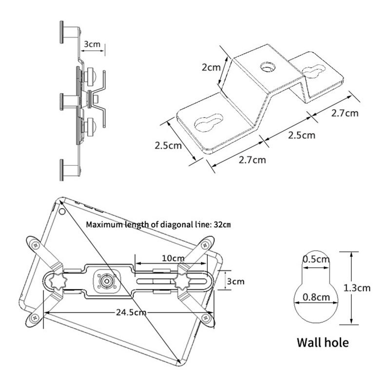 Supporto universale per montaggio a parete per Tablet da 7.9-12.9 pollici supporto in lega di alluminio 360 staffa di rotazione per iPad Pro 11 12.9 Samsung Xiaomi