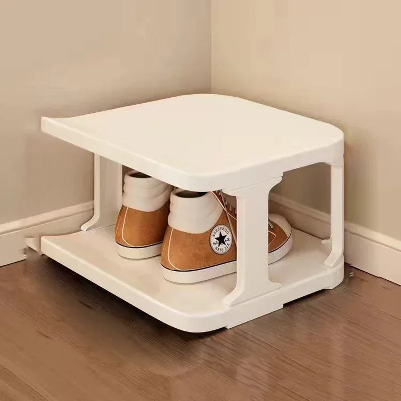 Zapatero de plástico multicapa, estantes de zapatos desmontables para el hogar, organizador de zapatos de gran capacidad, organizador de desorden para sala de estar: Negro