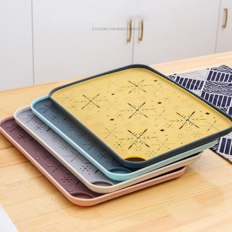 Double Tray Water Cup Plastic Drainage Tray Household Living Room Rectangular Tea Tray Fruit Tray Drainage Basket