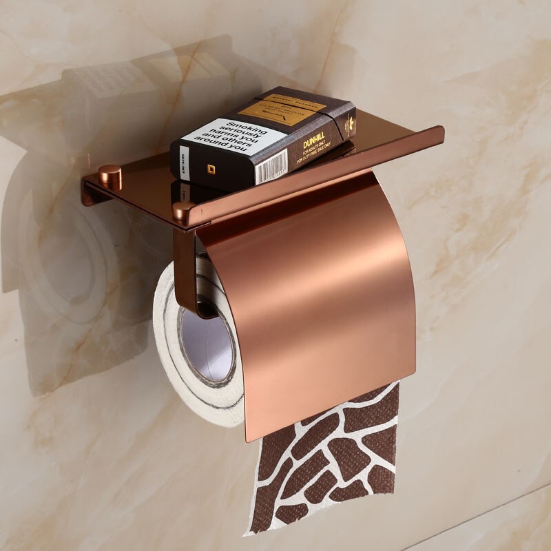 Toiletpapirholder med telefonhylde rustfrit stålrulleholder med låg vægmonteret tilbehør til badeværelset