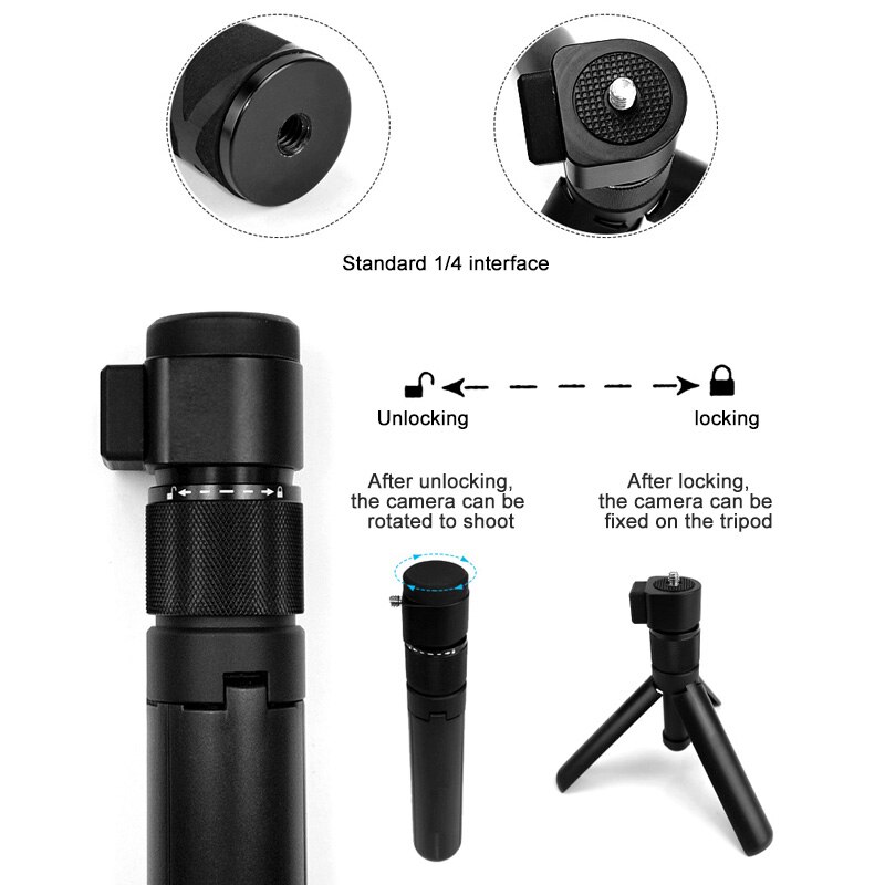 Insta 360 yksi x pidennetty selfie-keppi & pyörivä jalusta pyörivä kahvan kiinnike insta 360:lle yksi x luotiaikasädetarvikkeet
