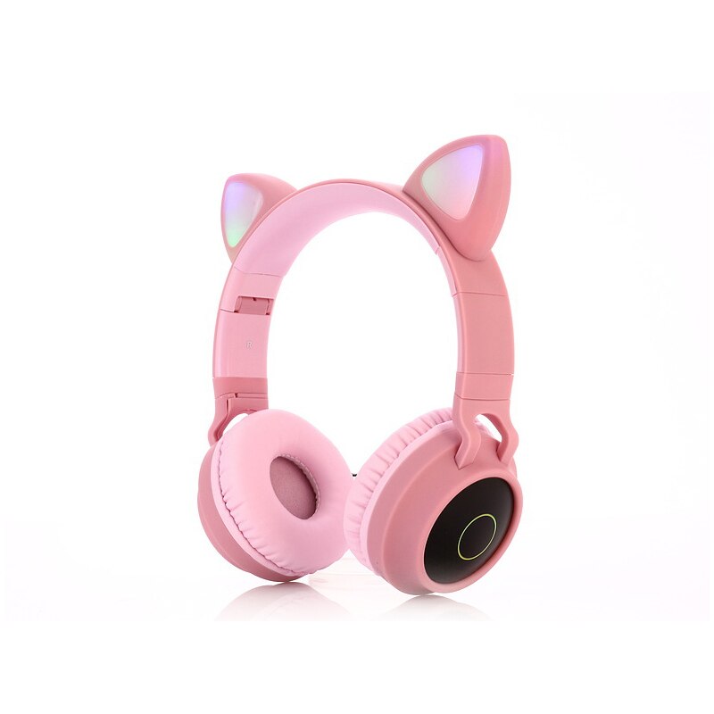 High-Grade headset Cat Ear Noise Cancelling Headphone Bluetooth 5.0 Kids Headset TF Card 3.5mm Plug With Mic Wireless Headphones: Pink