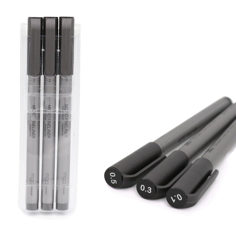 Farverig mikro pen vandtæt håndtegnet skitsepennen pen fineline pen leverer sort grøn blå rød pen: 3 penne sæt