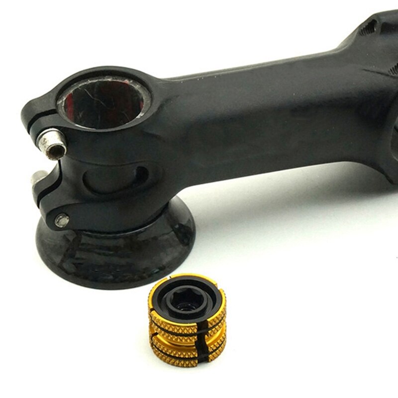 2 Pcs Aluminum Alloy Bicycle Headset Expander Plug for 28.6mm 1 1/8 Inch Steerer Carbon Fork Headsets Plugs, Gold & Red